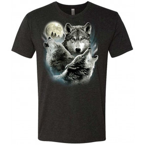 Howling In The Night - 3 Wolves Wolf America - Tri-Blend T-Shirt
