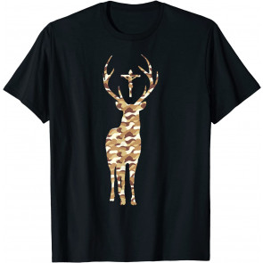 Hubert Hubertus Patron Saint Of Hunters Stag Camo Catholic T-Shirt