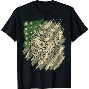 Hunting American Camouflage USA Flag Buck Whitetail Deer T-Shirt
