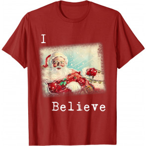 I Believe Retro Vintage Jolly Santa Claus T-Shirt