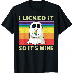 I Licked It So It's Mine LGBT Ghost Ice Cream Gay Halloween T-Shirt
