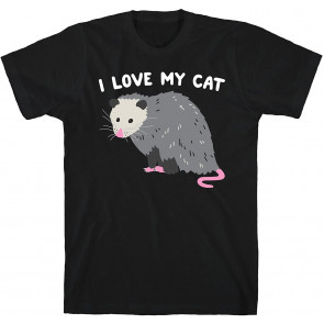 I Love My Cat Opossum Athletic Gray Cotton T-Shirt