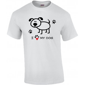 I Love My Dog Paw Print Heart Graphic T-Shirt