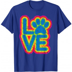 I LOVE My Pet Cat Dog Animal Paw Print Grunge Design T-Shirt
