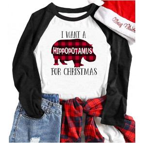 I Want A Hippopotamus For Christmas Funny Christmas Tshirt For Women Clothes T-Shirt