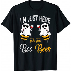 I'm Just Here For The Boo Bees Halloween Wine Drinking Women T-Shirt