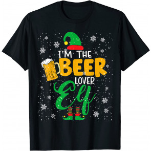 I'm The Beer Lover Elf Christmas Elf Drinking Beer Family T-Shirt