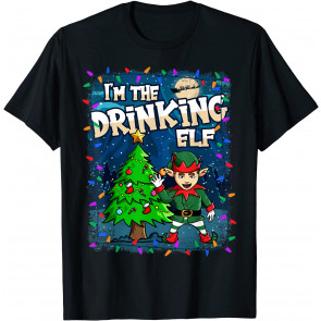 I'm The Drinking Elf Christmas Tree Santa Claus MALE ELF T-Shirt