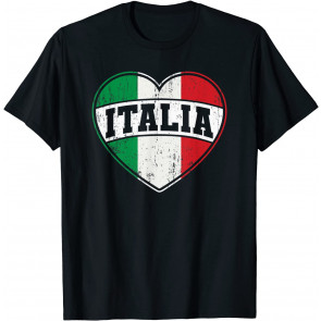 Italy Italia Italian Flag Heart Retro Vintage Design T-Shirt