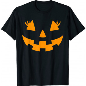 Jack O Lantern Face Pumpkin Eyelashes Hallowen Costume T-Shirt