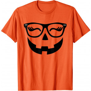 Jack O Lantern Face Pumpkin Glasses Hallowen Costume Nerd T-Shirt