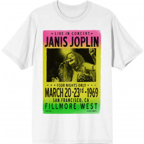 Janis Joplin Vintage Concert Poster Men's White T-Shirt
