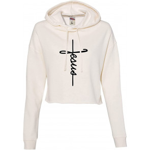Jesus Script Letters Cross Christian Cropped T-Shirt