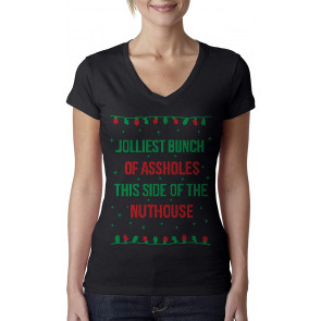Jolliest Bunch Of A-Holes Ugly Christmas Ladies T-Shirt