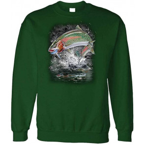 Jumping Rainbow Trout - Fisherman Angler Fishing - Fleece Sweat T-Shirt