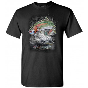 Jumping Rainbow Trout - Fisherman Angler Fishing - T-Shirt