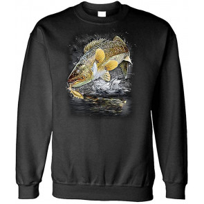 Jumping Walleye - Angler Fishing Fisherman Lake - Fleece Sweat T-Shirt