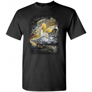 Jumping Walleye - Angler Fishing Fisherman Lake - T-Shirt