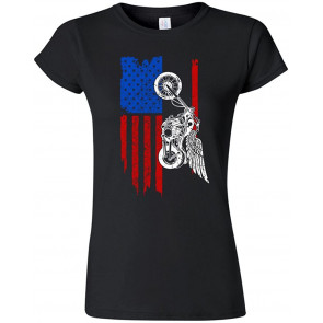 Junior American Flag USA Motor Eagle Patriotic DT T-Shirt