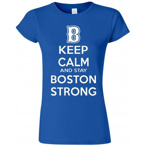Junior Keep Calm And Stay Boston Strong Royal Blue T-Shirt