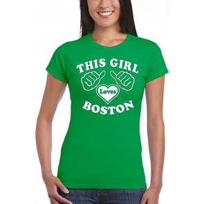 Junior This Girl Loves Boston Green T-Shirt