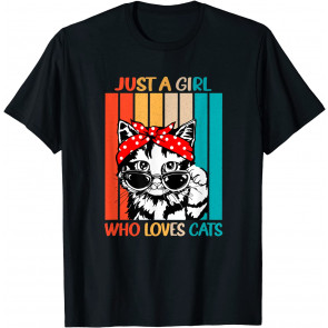 Just A Girl Who Loves Cats Retro Vintage Cat Lover T-Shirt