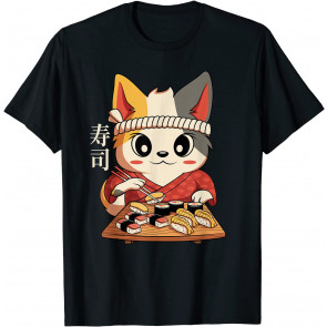 Kawaii Anime Cat Vintage Japanese Sushi Lover T-Shirt