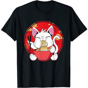 Kawaii Cat Ramen Noodles Japanese Animal Food Anime Lover T-Shirt