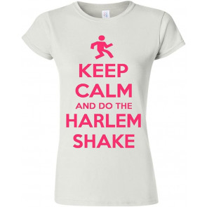 Keep Calm And Do The Harlem Shake White W/Neon Pink Junior T-Shirt