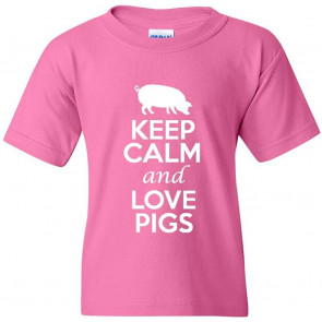 Keep Calm And Love Pigs Statement Novelty Kids T-Shirt