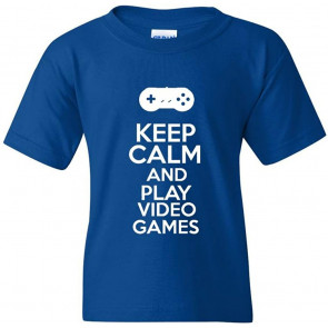 Keep Calm And Play Video Games Statement Novelty Kids T-Shirt
