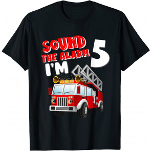 Kids Fire Truck 5 Years Old Firefighter 5th Birthday Boy T-Shirt