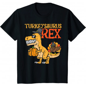 Kids Turkeysaurus Rex Dab Turkey Dino Toddler Boys Thanksgiving T-Shirt