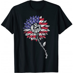 Kindness Sunflower Flag 4th July Patriotic Flower Plus Size T-Shirt