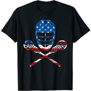 Lacrosse American Flag Lax Helmet Sticks 4th Of July Gifts T-Shirt