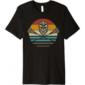 Lacrosse Skull Vintage Retro Lacrosse Stick Sun Gift T-Shirt