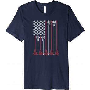 Lacrosse Stick American Flag Lax Player T-Shirt