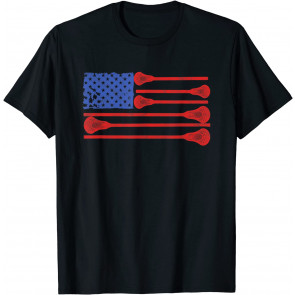 Lacrosse Sticks American Flag - Retro Patriotic Lax T-Shirt