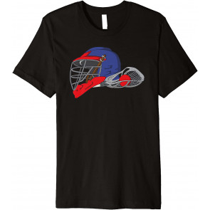 Lacrosse Vintage Retro Lacrosse Stick Helmet Illustration T-Shirt