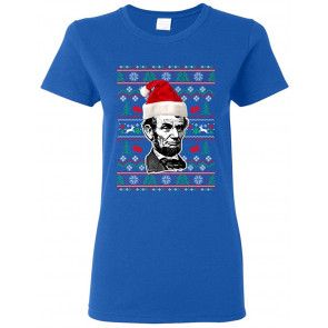 Ladies Abraham Lincoln President USA Ugly Christmas T-Shirt