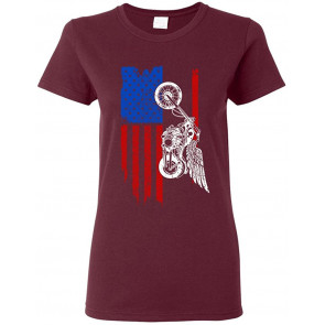 Ladies American Flag USA Motor Eagle Patriotic DT T-Shirt
