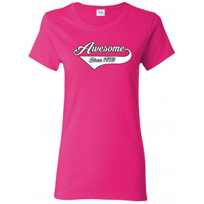 Ladies Awesome Since 1973 With Tail Gift Novelty DT T-Shirt
