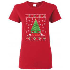 Ladies Periodic Tree Table Of Elements Science Ugly Christmas DT T-Shirt