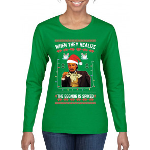 Leo Laughing Dank Meme When They Realize The Eggnog Is Spiked Ugly Christmas  T-Shirt