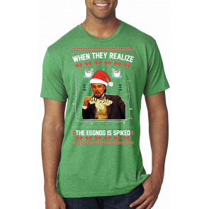 Leo Laughing Dank Meme When They Realize The Eggnog Is Spiked Ugly Christmas  T-Shirt