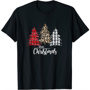Leopard And Buffalo Plaid Vintage Country Christmas Tree T-Shirt