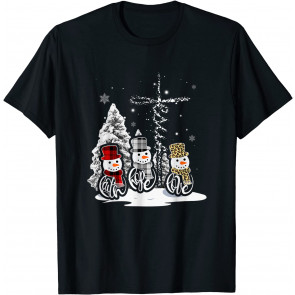 Leopard Buffalo Plaid Faith Hope Love Snowman Christmas Gift T-Shirt