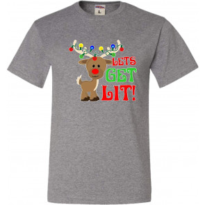 Let's Get Lit Christmas Reindeer T-Shirt