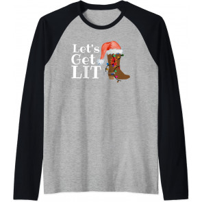 Let's Get Lit Merry Christmas Xmas Country Chic Tops Clothes T-Shirt