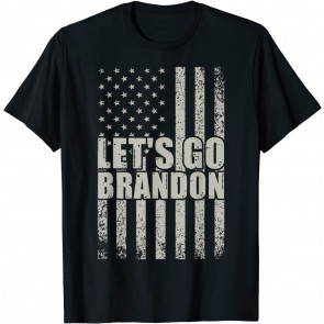 Let's Go Branden Branson Brandon US Flag Retro Style White T-Shirt